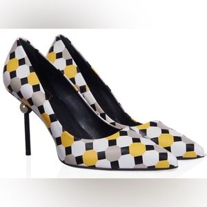 Roger Vivier Handcrafted Dec Sphere Palazzo Hexagon BNIB Sz 38 Made In Italy